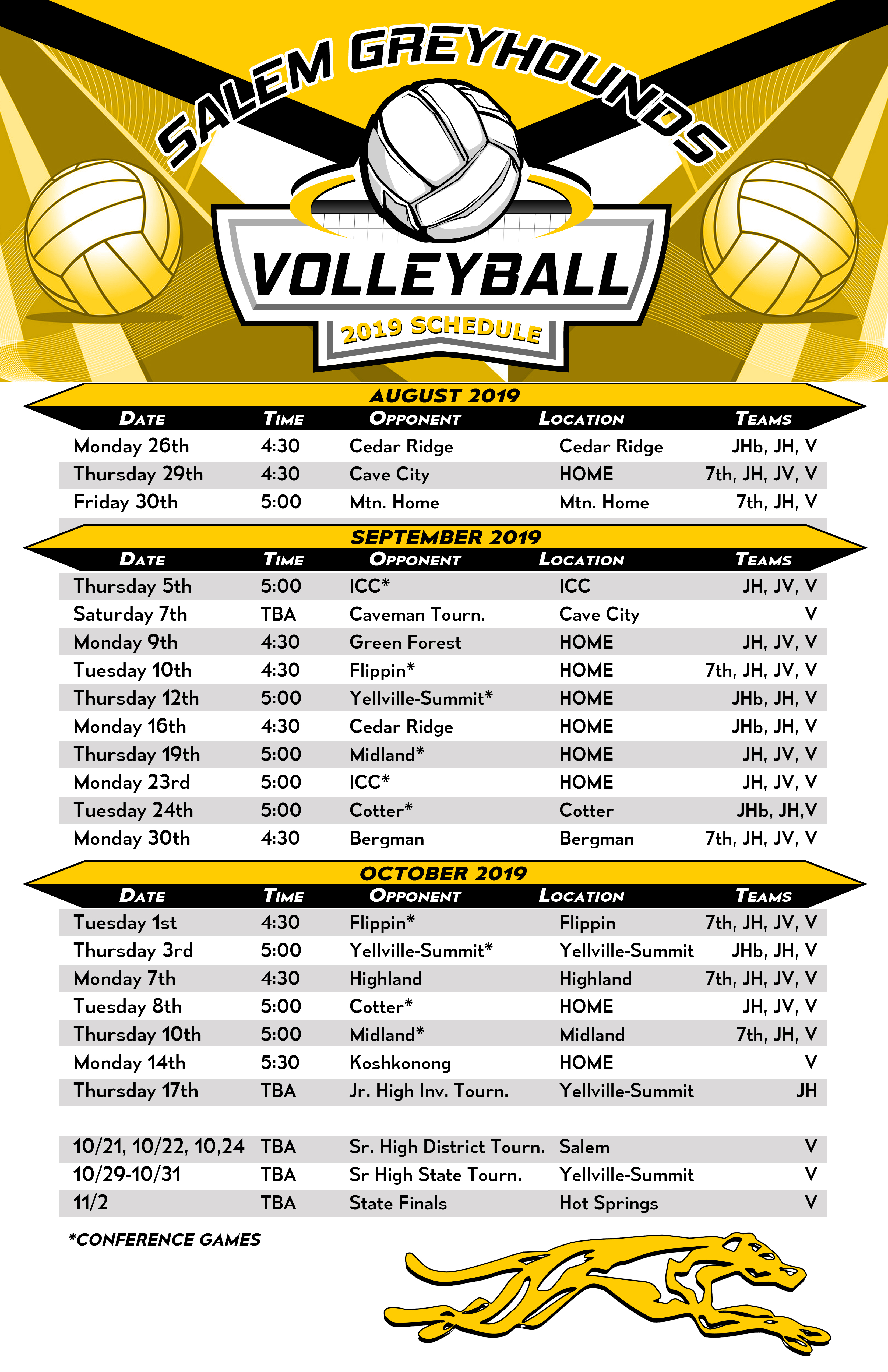 Salem 2019 Volleyball Schedule